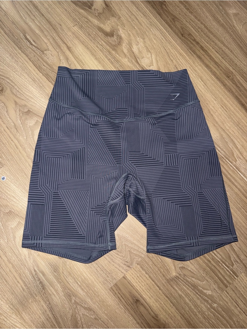 Gymshark Charcoal Geo-Print High-Waist Bike Shorts